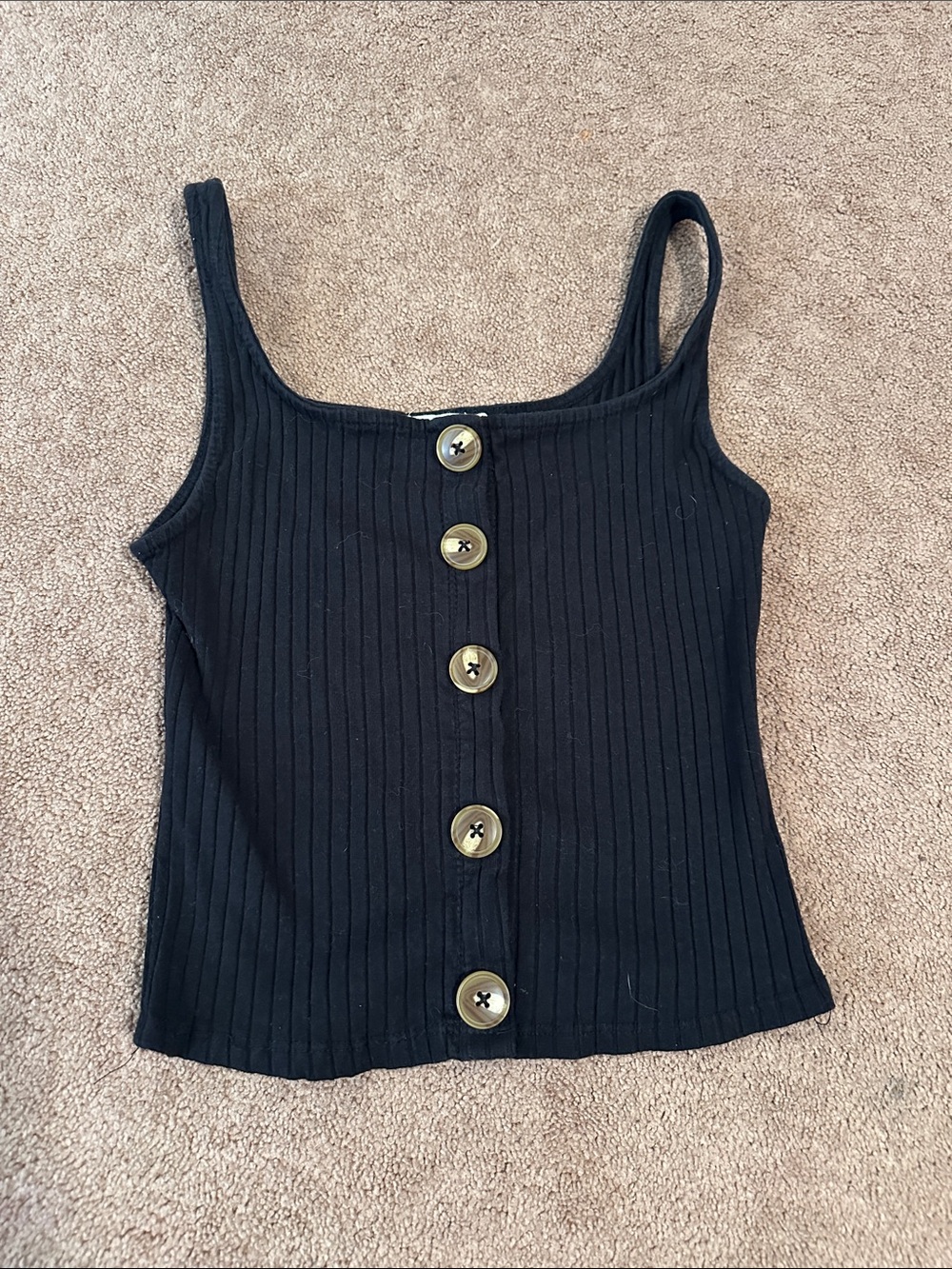 Heart Hips Black Ribbed Button Tank